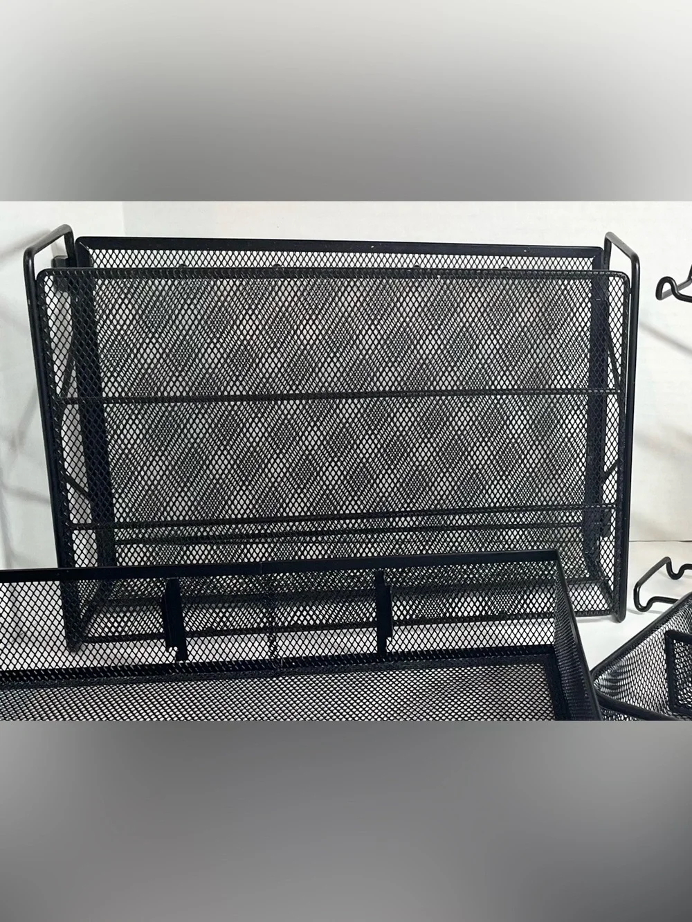 Black Mesh/Metal Desk Organizer Set - Home/Office Storage (6 Pieces) Excellent